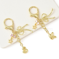 Brass Micro Pave Cubic Zirconia & Alloy Pendant Decorations&nbsp;HJEW-YW00460-01