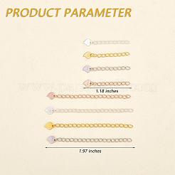 8 Pieces No Buckle Extension Chain Sterling Silver Extender Chains with Love Heart Necklace Bracelet Anklet Removable Chain Extenders Charms for DIY Jewelry Making Accessories&nbsp;JX628A
