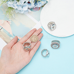 4Pcs 4 Style Crystal Interchangeable Snap Stretch Rings Settings&nbsp;RJEW-DR0001-01