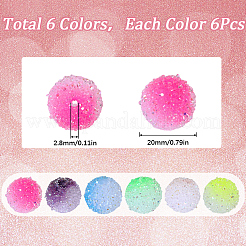 36Pcs 6 Colors Frosted Acrylic Beads&nbsp;MACR-SC0001-14