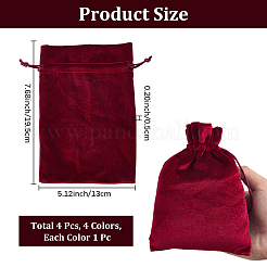 4Pcs 4 Colors Rectangle Velvet Drawstring Pouches&nbsp;TP-CN0001-35A