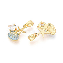 Brass Micro Pave Clear Cubic Zirconia Charms&nbsp;KK-N259-09B-G