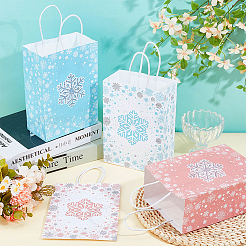 32Pcs 4 Colors Christmas Snowflake Printed Paper Storage Tote Bags&nbsp;ABAG-BC0001-65