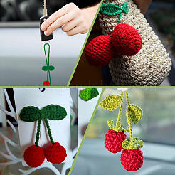 2Pcs Polyester Cherry Pendant Decorations&nbsp;HJEW-MA0001-01