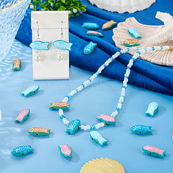 16Pcs 4 Colors Fish Spray Painted Alloy Enamel Beads&nbsp;FIND-TA0010-36