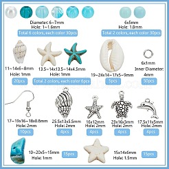 DIY Ocean Theme Natural Cowrie Shell & Synthetic Turquoise Beads Jewelry Making Findings Kits&nbsp;DIY-PH0028-49