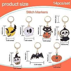 Halloween Theme Alloy Enamel Pendant Locking Stitch Markers&nbsp;HJEW-SW00031