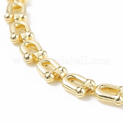 Brass Initial Letter U Link Chain Anklet for Women&nbsp;AJEW-AN00489