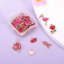 36Pcs 6 Style Valentine's Day Alloy Enamel Pendants&nbsp;ENAM-LS0001-72