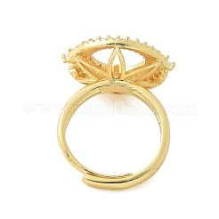 Flat Round Brass Micro Pave Cubic Zirconia Adjustable Ring Settings&nbsp;KK-K297-06G