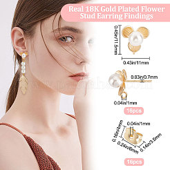 16Pcs Brass Flower Stud Earring Findings&nbsp;KK-BBC0007-07