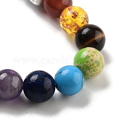 Chakra Round Natural Obsidian Beaded Stretch Bracelets&nbsp;BJEW-K251-05A