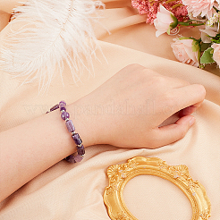 Natural Amethyst Column Beaded Stretch Bracelet&nbsp;BJEW-OC0001-11