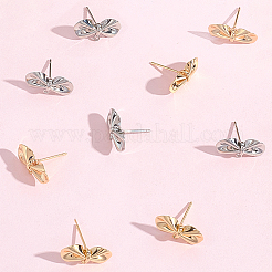 20Pcs 2 Colors Brass Stud Earring Findings&nbsp;KK-BBC0022-94