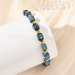 Adjustable Dyed Natural Imperial Jasper Cuboid Braided Bead Bracelets&nbsp;BJEW-JB14247
