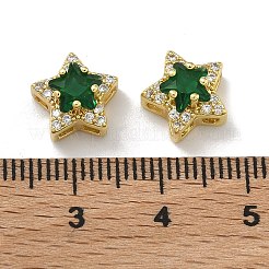Brass Micro Pave Cubic Zirconia Slide Charms&nbsp;KK-D226-02G-02