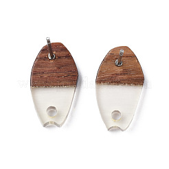Transparent Resin & Walnut Wood Stud Earring Findings&nbsp;MAK-N032-010A-A03