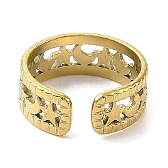 Ion Plating(IP) 304 Stainless Steel Open Cuff Ring for Women&nbsp;RJEW-F166-13G-01