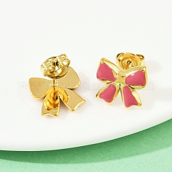 304 Stainless Steel Enamel Bowknot Stud Earrings&nbsp;EJEW-K268-17G