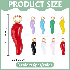 48Pcs 8 Colors Alloy Enamel Pendants&nbsp;ENAM-ME0001-04