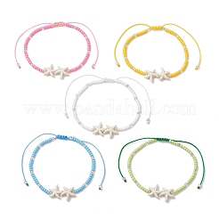 Synthetic Turquoise & Glass Seed Beaded Braided Bead Bracelets&nbsp;BJEW-MZ00314