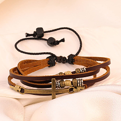 1Pc PU Leather Multi-strand Bracelets&nbsp;BJEW-CL0001-53