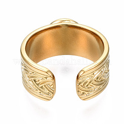 304 Stainless Steel Open Cuff Finger Ring Cabochon Settings&nbsp;STAS-T060-05G