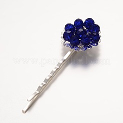 Brass Electroplate Glass Bead Flower Hair Bobby Pins&nbsp;PHAR-JH00048