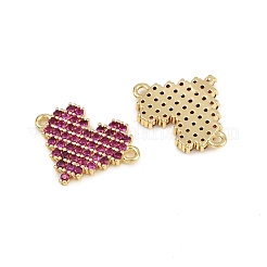 Brass Micro Pave Cubic Zirconia Heart Connector Charms&nbsp;KK-C114-26B-G