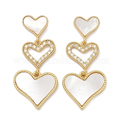 Brass Micro Pave Clear Cubic Zirconia Stud Earrings&nbsp;EJEW-H154-14G
