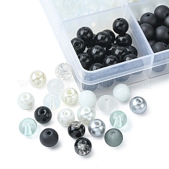 375Pcs 15 Style Imitation Jade & Pearl & Baking Paint Glass Beads&nbsp;GLAA-FS0001-34
