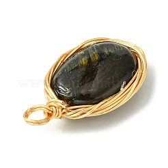 5Pcs 5 Styles Natural Mixed Stone Copper Wire Wrapped Pendants&nbsp;PALLOY-JF02501