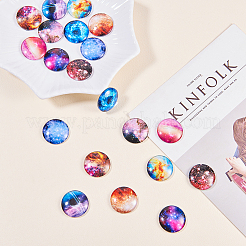 Starry Sky Pattern Printed Glass Cabochons&nbsp;GGLA-SC0001-02
