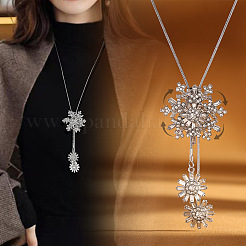 Snowflake Alloy Crystal Rhinestone Long Tassel Y Necklaces for Women&nbsp;FS-WG6712B-01