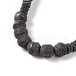 Square & Round Natural Lava Rock Beaded Necklaces&nbsp;NJEW-Q341-12