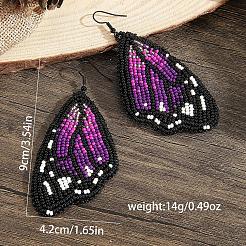 Bohemian Style Green Butterfly Wing Glass Bead Handmade Dangle Earrings&nbsp;FV2215