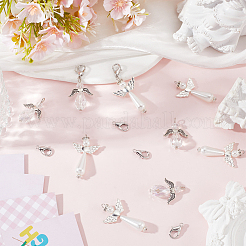60pcs 3 Styles Electroplate Glass with Acrylic Imitation Pearl with Alloy Pendants&nbsp;FIND-SC0010-07