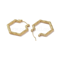 Texture Hexagon 201 Stainless Steel Half Hoop Earrings for Women&nbsp;EJEW-G385-14G