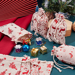20Pcs 4 Styles Christmas Theme Cotton Fabric Cloth Bags&nbsp;ABAG-TA0002-04A