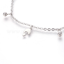 Tarnish Resistant 304 Stainless Steel Anklets with 201 Stainless Steel Charms&nbsp;AJEW-O028-03P