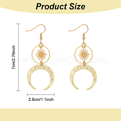 1 Pair Brass Sun & Moon Dangle Earrings&nbsp;EJEW-AN0001-33
