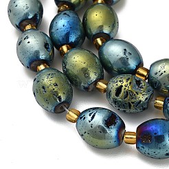 Electroplated Natural Druzy Geode Crystal Beads Strands&nbsp;G-F833-O01-01B