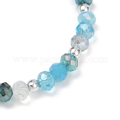 Faceted Round Electroplate Glass Beads Stretch Bracelets for Women&nbsp;BJEW-JB11628-03