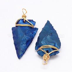 Electroplated Quartz Crystal Pendants&nbsp;G-G906-25G
