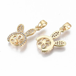 Brass Micro Pave Clear Cubic Zirconia Peg Bails Pendants&nbsp;KK-T062-15G-NF