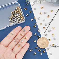 100Pcs 2 Style 304 Stainless Steel Crimp Beads Covers&nbsp;STAS-UN0041-41