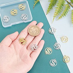 12Pcs 2 Colors 201 Stainless Steel Pendants&nbsp;STAS-UN0033-97
