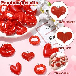 12Pcs 6 Styles Opaque Resin Pendants&nbsp;RESI-CZJ0001-01