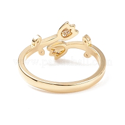 Clear Cubic Zirconia Flower of Life Cuff Ring&nbsp;RJEW-C028-02G