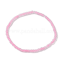 10Pcs Pink & White Rondelle Glass Seed Beaded Stretch Bracelet Sets&nbsp;BJEW-JB10419